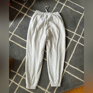 Gray garage joggers.